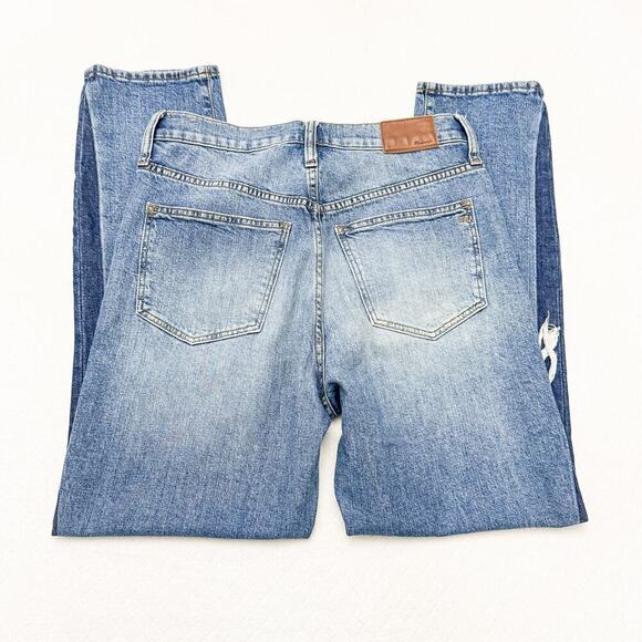 Madewell The High-Rise Slim Boyjean Ripped Knee Size 27T - Picture 8 of 9